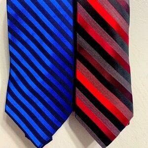Lot of 2 men’s striped silk neckties